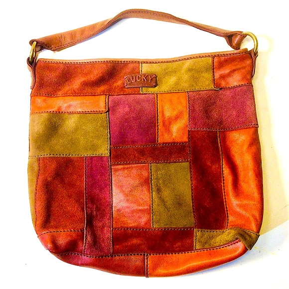 Lucky Brand Suede Patchwork Tote Shoulder Bag - Picture 1 of 13